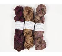 Vintageandyou Recycled Sari Silk Ribbon Yarn - 300g Pack | Upcycled Silk Strips for Crochet, Weaving, Macramé, Knitting & Fiber Crafts | Handmade- Brown