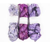Vintageandyou Recycled Sari Silk Ribbon Yarn - 300g Pack | Upcycled Silk Strips for Crochet, Weaving, Macramé, Knitting & Fiber Crafts | Handmade Purple