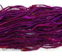 Vintageandyou Recycled Sari Silk Yarn Hand-spun Dark Magenta Soft Yarns 100g