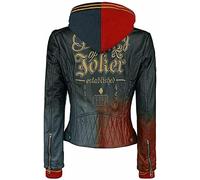 Vintagearc harley quinn costume women - harley quinn costume - Women Red & Black Harley Psychotic Squad Varsity Costume Cosplay Hoodie Letterman jacket (Jacket, 2XL)
