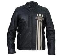 Vintagearc Men’s H-D Passing Link II - Cow Hide Leather Motorcycle Style Jacket |White Stripe | Slim Fit Biker Look | Sizes XS-5XL (UK, Alpha, 4XL, Regular, Regular)