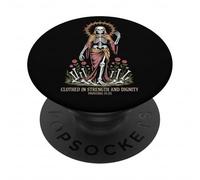 Vintagecore Gothic Skeleton Proverbs 31:25 Strength Dignity PopSockets Adhesive PopGrip
