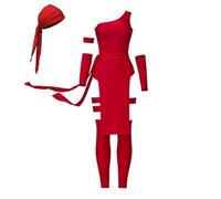 VintageCos Elektra Cosplay Costume Women's Red Battle Outfit Assassin Superhero Elektra Natchios Halloween Suit, Red, Medium