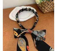 Vintagemagic Hair Clip, Satin Fabric Hair Bands for Women, Retro Cross Knotted Headband Non-slip Adjustable, Boho Head Wrap for Daily Wear, Outdoor Sports and Makeup Accessories(Black,Big teeth)