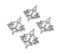 Vintageparts Antique Silver Chandelier Design Connectors - 35x30mm Alloy - Jewellery Accessories Set - 4 Pieces