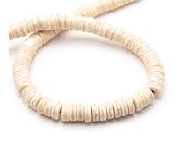 Vintageparts Flat Heishi Beads Made of Howlite in Cream White 8 mm 1 Strand for DIY Jewellery Girls Women Unisex