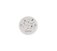 Vintageparts Gemini (Gemini) 15 mm Platinum Coloured Stainless Steel Plate with 2 Thread Holes 1.7 mm for Bracelets and Necklaces