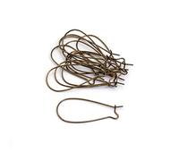 Vintageparts Kidney 20 Pieces Antique Bronze Brass Ear Hooks for DIY Jewellery Making
