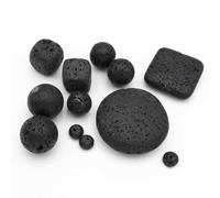 Vintageparts Lava Stone Beads Mix Black 100 g Lot, Various Shapes & Sizes 8-40 mm, Natural Volcanic Stone Beads for DIY Jewellery & Aromatherapy Diffuser Bracelets