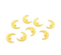 Vintageparts Moon Insert 12 mm Gold Floating Charms for Glass Lockets on Both Sides with Face Crescent Moon Locket Filling Jewellery Elements for Inserting or Sticking, Pack of 8