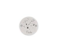 Vintageparts Star Sign Connector Pisces 15 mm Platinum Coloured Stainless Steel Plate with 2 Thread Holes 1.7 mm for Bracelets and Necklaces