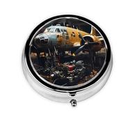 VintagePlaneFix Cute Pill Organizer - AM PM Pill Box, Small & Large Travel Pill Case, Unique Custom Design, Iron Plating, Perfect for Purse and On-The-Go