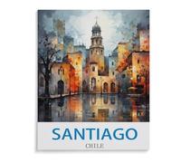 Vintages Reiseplakat von Santiago de Chile,Puzzles 1000 Teile für Erwachsene, Klassische Puzzle Kinder Puzzle Herausfordernde Und Schwierige Rätsel für Erwachsene Und Jugendliche(75x50cm)-C73