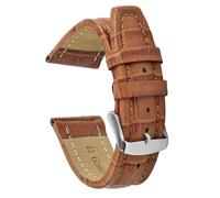 VintageTime Watch Straps - Alligator Grain Genuine Calf Leather Bracelet | Stainless Steel Buckle | Choice of Width & Colours | 16mm, 18mm or 20mm Bands (22mm, Tan)