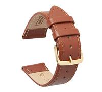 VintageTime Watch Straps - Buffalo Grain Calf Leather Replacement Watch Bands | 18mm, 20mm, 22mm (14mm, Tan - Gilt Buckle)