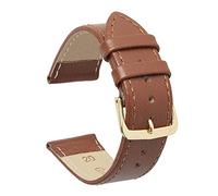 VintageTime Watch Straps - Buffalo Grain Genuine Calf Leather Bracelet | Stainless Steel Buckle | Choice of Width & Colours | 16mm, 18mm, 20mm or 22mm Bands (18mm, Tan - Gold Buckle)
