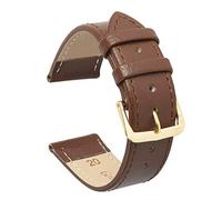 VintageTime Watch Straps - Buffalo Grain Genuine Calf Leather Bracelet | Stainless Steel Buckle | Choice of Width & Colours | 16mm, 18mm, 20mm or 22mm Bands (14mm, Brown - Gold Buckle)