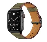 VintageTime Watch Straps -Classic Premium Genuine Calf Leather Bracelet to fit Apple Smart Watch | Black Buckle | Choice of Colours | 38/40/41mm or 42/44/45mm (38/40/41mm, Green)