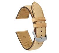 VintageTime Watch Straps - Italian Genuine Calf Leather Smooth Oiled Matt Finish Bracelet | Stainless Steel Buckle | Choice of Width & Colours | 18mm, 20mm, 22mm or 24mm Bands (22mm, Tan)