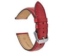 VintageTime Watch Straps - Italian Genuine Calf Leather Smooth Oiled Matt Finish Bracelet | Stainless Steel Buckle | Choice of Width & Colours | 18mm, 20mm, 22mm or 24mm Bands (22mm, Red)