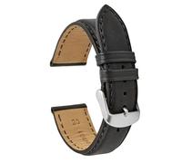 VintageTime Watch Straps - Italian Genuine Calf Leather Smooth Oiled Matt Finish Bracelet | Stainless Steel Buckle | Choice of Width & Colours | 18mm, 20mm, 22mm or 24mm Bands (22mm, Black)