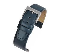 VintageTime Watch Straps - Smooth Stitched Leather Quick Release Replacement Watch Bands | Stainless Steel Buckle | Choice of Width & Colours | 16mm, 18mm or 20mm Bands (16mm, Blue)