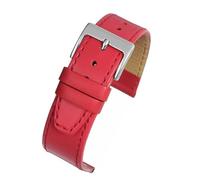VintageTime Watch Straps - Smooth Stitched Leather Quick Release Replacement Watch Bands | Stainless Steel Buckle | Choice of Width & Colours | 16mm, 18mm or 20mm Bands (20mm, Red)