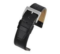 VintageTime Watch Straps - Smooth Stitched Leather Quick Release Replacement Watch Bands | Stainless Steel Buckle | Choice of Width & Colours | 16mm, 18mm or 20mm Bands (16mm, Black)