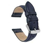 VintageTime Watch Straps - Sorrento Italian Smooth Calf Leather Semi Shine Finish Bracelet | Stainless Steel Buckle | Choice of Width & Colours | 18mm, 20mm, 22mm and 24mm Bands (20mm, Navy Blue)