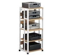 VintageWooden CD Shelf Audio Component Cabinet Black & White Home Office & Studio Furniture 50x40x109CM Stylish Storage for Music Lovers