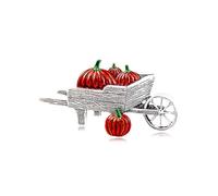 Vintange Wheelbarrows Brooch Pin for Women Girls Unisex Fashion Enamel Red Pumpkin Carriage Halloween Brooches Lapel Pins Cute Fun Fall Festival Ornament Hat Bag Suit Dress Accessories Jewelry