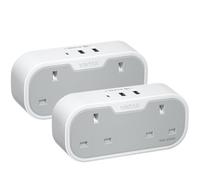 VINTAR Double Plug Adaptor, Multi Plug Extension Socket with 2 USB 1 USB C Ports, 2 Way Plug Adapter UK, 13A UK 3 Pin Wall Multiplug Extender for Bedroom, Office, Kitchen, 2 pack