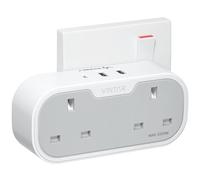 VINTAR Double Plug Adaptor, Multi Plug Extension Socket with 2 USB 1 USB C Ports, 2 Way Plug Adapter UK, 13A UK 3 Pin Wall Multiplug Extender for Bedroom, Office, Kitchen, 1 pack