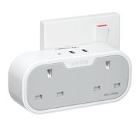 VINTAR Double Plug Adaptor, Multi Plug Extension Socket with 2 USB 1 USB C Ports, 2 Way Plug Adapter UK, 13A UK 3 Pin Wall Multiplug Extender for