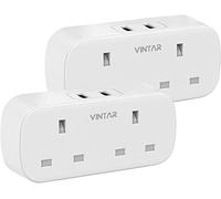 VINTAR Double Plug Adaptor with 2 USB, 2 Way Plugs Extension Multi Sockets Wall Charger Adapter, 13A UK 3 Pin Power Socket for Bedroom, Office, Kitchen, White,2 pack