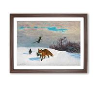 Vinterlandskap Med Rav Och Byte 1922 By Bruno Liljefors Classic Painting Framed Wall Art Print, Ready to Hang Picture for Living Room Bedroom Home Office Décor, Walnut A4 (34 x 25 cm)