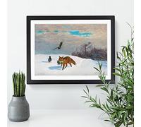 Vinterlandskap Med Rav Och Byte 1922 By Bruno Liljefors Classic Painting Framed Wall Art Print, Ready to Hang Picture for Living Room Bedroom Home Office Décor, Black A3 (46 x 34 cm)