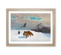 Vinterlandskap Med Rav Och Byte 1922 By Bruno Liljefors Classic Painting Framed Wall Art Print, Ready to Hang Picture for Living Room Bedroom Home Office Décor, Oak A4 (34 x 25 cm)