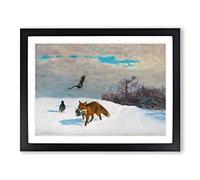 Vinterlandskap Med Rav Och Byte 1922 By Bruno Liljefors Classic Painting Framed Wall Art Print, Ready to Hang Picture for Living Room Bedroom Home Office Décor, Black A2 (64 x 46 cm)