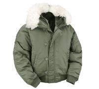 VINTIKA Army Men’s N-2B Parka Jacket - Padded Insulated Winter Coat with Fur Hood - Olive - M