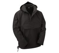 VINTIKA Army Smock Military Style Anorak Hooded Combat Jacket Pullover Outdoor Hiking Windbreaker Heavy Duty Field Coat Hoodies - Black - XXS