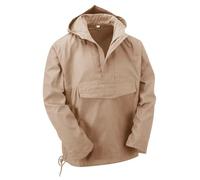 VINTIKA Army Smock Military Style Anorak Hooded Combat Jacket Pullover Outdoor Hiking Windbreaker Heavy Duty Field Coat Hoodies - Beige - XS