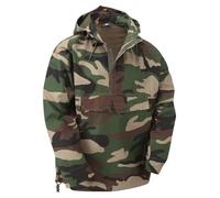 VINTIKA Army Smock Military Style Anorak Hooded Combat Jacket Pullover Outdoor Hiking Windbreaker Heavy Duty Field Coat Hoodies - Woodland Camo - 2XL