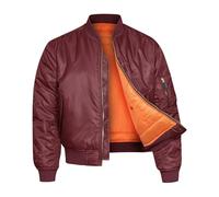 VINTIKA Bomber Jacket MA1 Classic US Air Force Pilot Flight Military Style Nylon Padded Coat - Maroon - 5XL