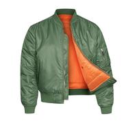 VINTIKA Bomber Jacket MA1 Classic US Air Force Pilot Flight Military Style Nylon Padded Coat - Olive - 7XL