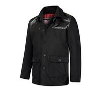 VINTIKA Donkey Jacket Mens Wool Smart Retro Coat with Tartan Lining and PVC Leather