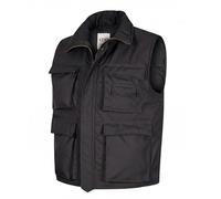 VINTIKA Men’s Padded Body Warmer Military Combat Vest - Multi Pocket Unisex Camo Army Gilet Hiking Waistcoat - Black - 4XL