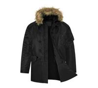 VINTIKA Snorkel Parka N3B Army Flight Jacket - Padded Insulated Long Winter Coat with Fur Hood [Black,