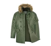 VINTIKA Snorkel Parka N3B Army Flight Jacket - Padded Insulated Long Winter Coat with Fur Hood [Olive,