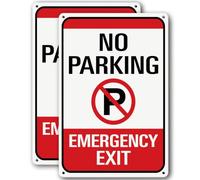 VINTMARK 2 Pack No Parking Emergency Exit Sign Fire Lane Safety 12x8 Inch